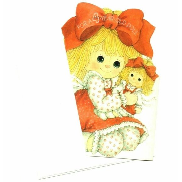 4th Happy Birthday VTG Girls Greeting Card Sweet Doll 1977 Unused Ambassador - Picture 3 of 4